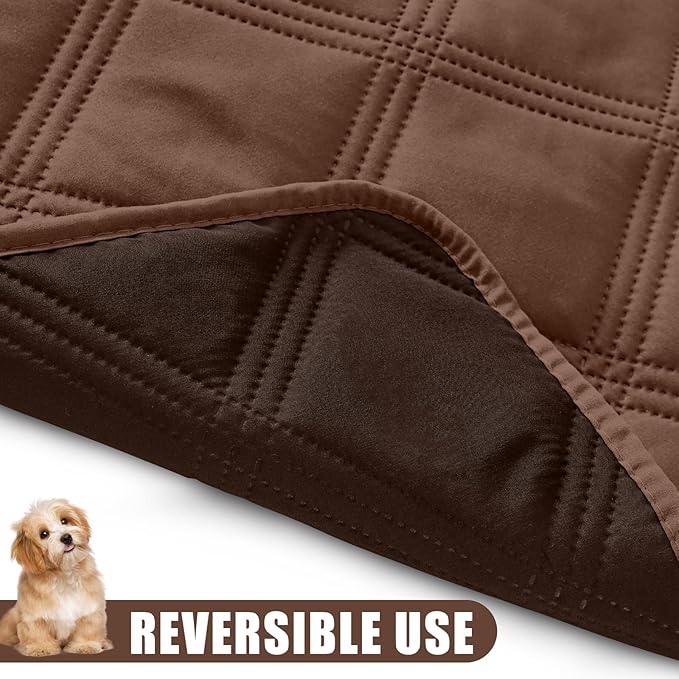 Smiry Waterproof Dog Bed Cover Blanket 82x82, Soft Reversible Pet Blanket, Washable Leakproof Cats Dogs Couch Cover for Sofa, Couch, Furniture, Brown/Chocolate