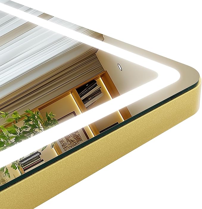 Hasipu Vanity Mirror with Lights, 17" x 22" LED Makeup Mirror, Light up Mirror with Smart Touch 3 Color Modes and Brightness Adjustment, 10X Magnifying Glass,360° Rotation (Gold)