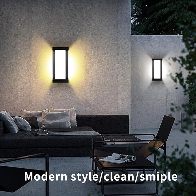 Wrasse Porch Lights Outdoor 2000 Lumen Wall Light Fixtures 6500K Modern Exterior Sconces Wall Lighting for House Outside(2 Pack)