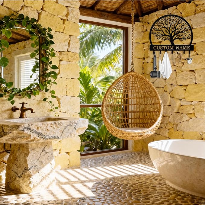 Personalized Key Holder Wall Mount, Custom Tree of Life Metal Keys Hanger for Wall with Name, Custom Key Rack Holder with Hooks for Home, Entryway, Front Door, Living Room, Kitchen, Bathroom