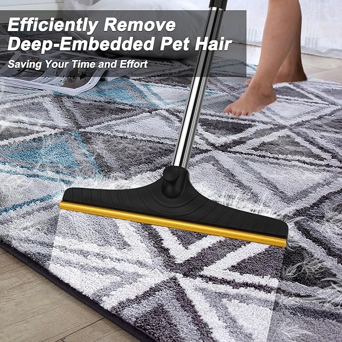 B-Land Carpet Rake for Pet Hair Removal, Reusable Pet Hair Remover with 60” Adjustable Long Handle, Carpet Scraper Dog Cat Hair Remover Tool for Rugs, Mats
