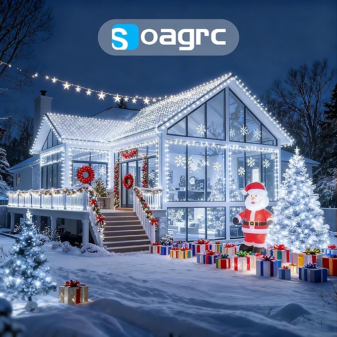 Outdoor Christmas Lights, 800LEDs 262FT Christmas Tree String Lights, IP67 Waterproof 8 Modes Cold White Holiday Lights with Remote for House Yard Xmas Decorations