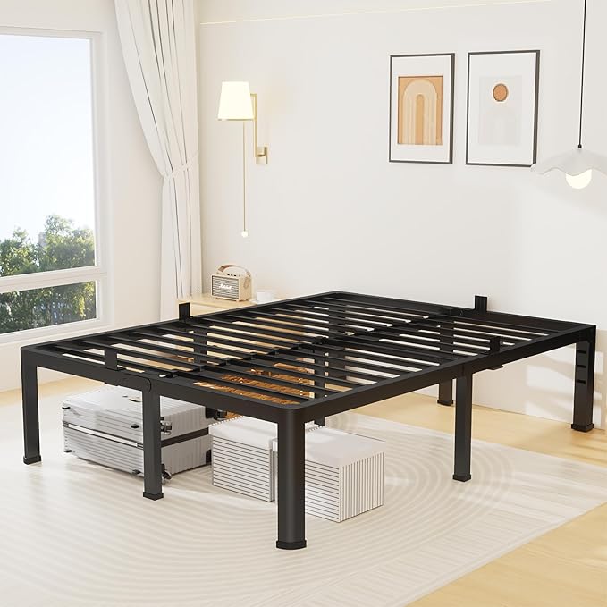 20 Inch King Size Metal Platform Bed Frame with Round Corners, Storage Space Under High Bed Frame-Heavy Duty Steel Slats Support, Noise Free - Easy Assembly - No Box Spring Needed