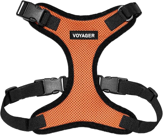 Voyager Step-in Pet Harness - All Weather Mesh, Adjustable Step in Harness for Cats and Dogs by Best Pet Supplies - Orange/Black Trim, L