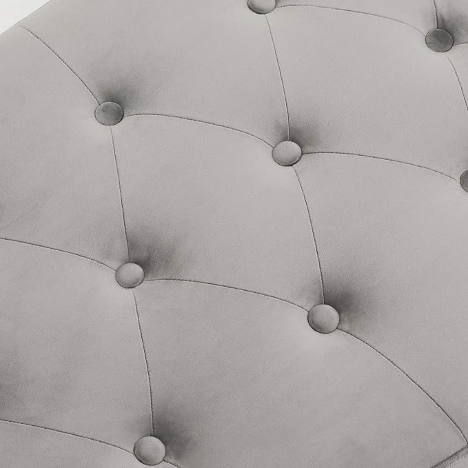 Homebeez 43" Half Moon Storage Ottoman Bench, Lift Top Velvet Storage Ottoman Bench for Bedroom Living Room(Light Gray)