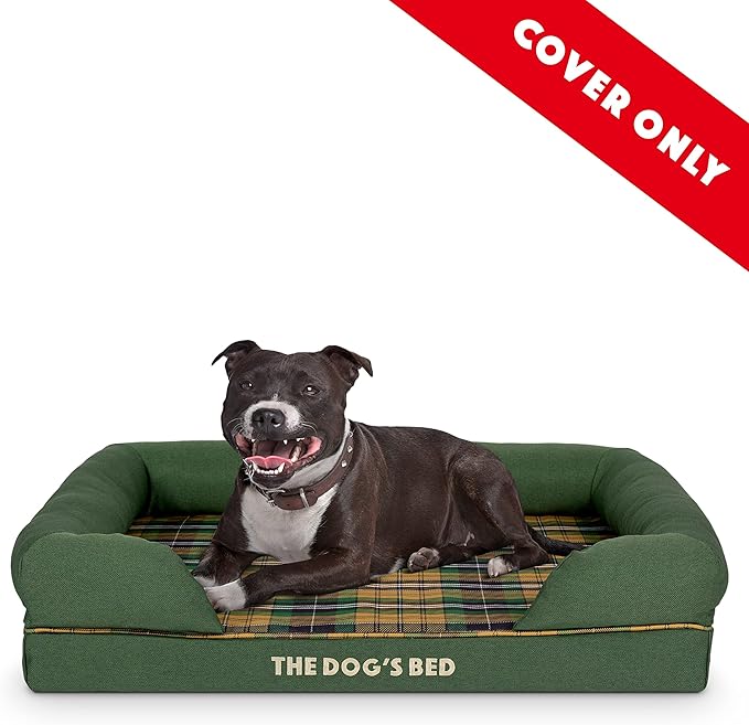 Replacement Outer Cover for The Dog's Bed Orthopedic with Sides, Washable Fabric, Medium (Green Tartan)