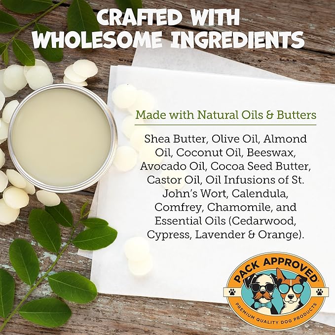 All-in-One Balm - Moisturizing Elbow, Nose & Paw Balm for Dogs - Dry Nose and Cracked Skin Relief - Lick-Safe and All-Natural with Coconut Oil, Avocado Oil, & Shea Butter for Dogs - 2oz