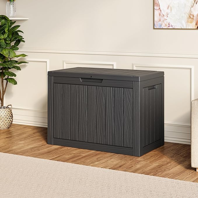 45 Gallon Outdoor Storage Box, Resin Deck Boxes Outdoor Waterproof For Patio Furniture, Garden Tools, Pool Supplies, Durable And UV Resistant, Lockabl