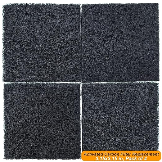 PAWZIDEA Activated Carbon Filter Replacement for Pet Waste Trash Cans Wall Mounted, 3.15"*3.15" Square Thick Deodorizing Carbon Filters, 4-Pack, Replace Every Month