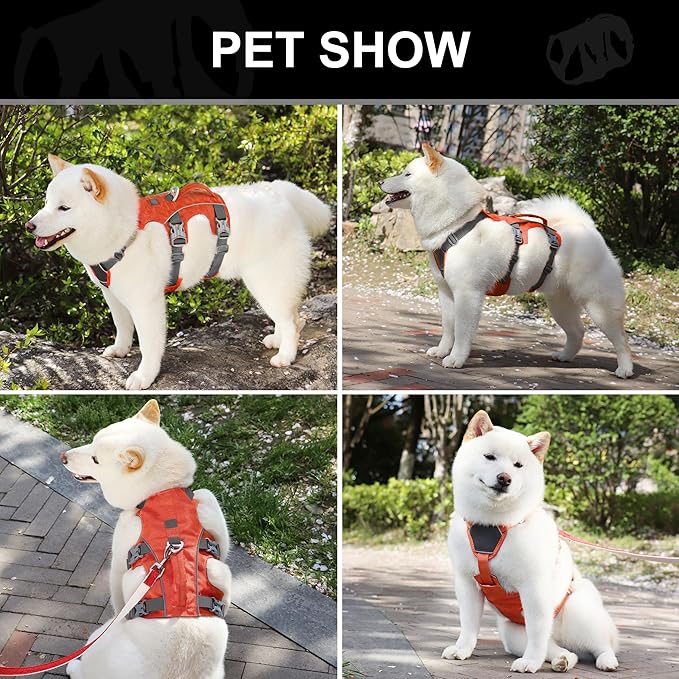 Escape Proof Dog Harness, Lightweight Full Body Pet Vest with Lift Handle and Leash Clip, Reflective Adjustable Small Dog Harness for Daily Walking(Red,Chest:14-22")