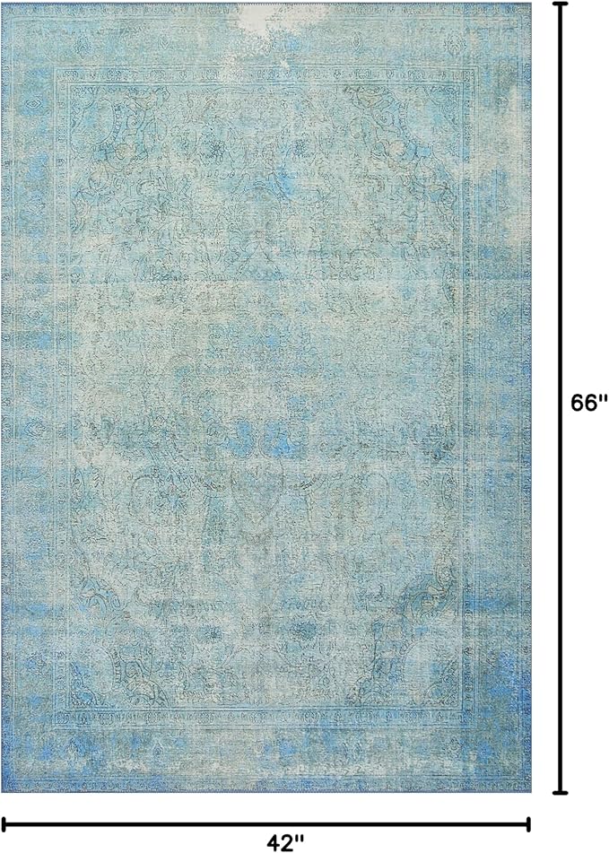 Loloi Loren Collection LQ-08 Aqua 3'-6" x 5'-6" Accent Rug