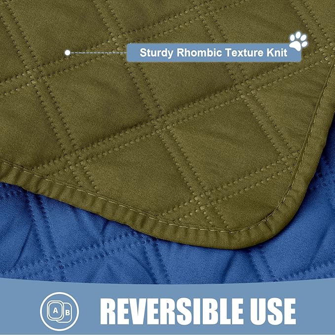 Smiry Waterproof Dog Blanket, Reversible Dog Bed Cover Pet Blanket, Soft Pet Couch Covers for Sofa Washable, Bed Couch Sofa Furniture Protector for Puppy Cat Kids (52"x82", Green/Navy)