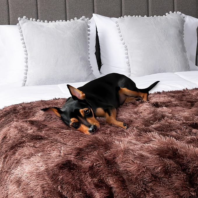 PetAmi Waterproof Dog Blanket for Small Medium Dogs, Calming Fleece Cat Blanket, Couch Protector Washable Sherpa Faux Fur Pet Throw for Puppy, Soft Reversible 29x40 Tie-Dye Brown