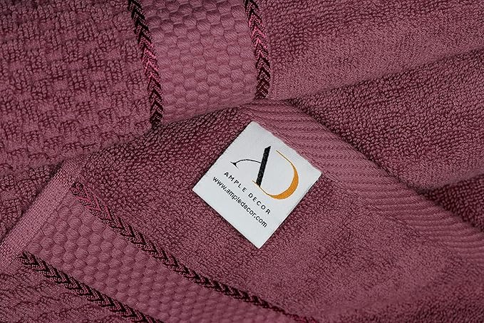 Ample Decor Washcloth Set of 200 Grape Purple 100% Cotton - Qucik Dry Popcorn Textured - Mulaayam Collection - 12 X 12 Inch