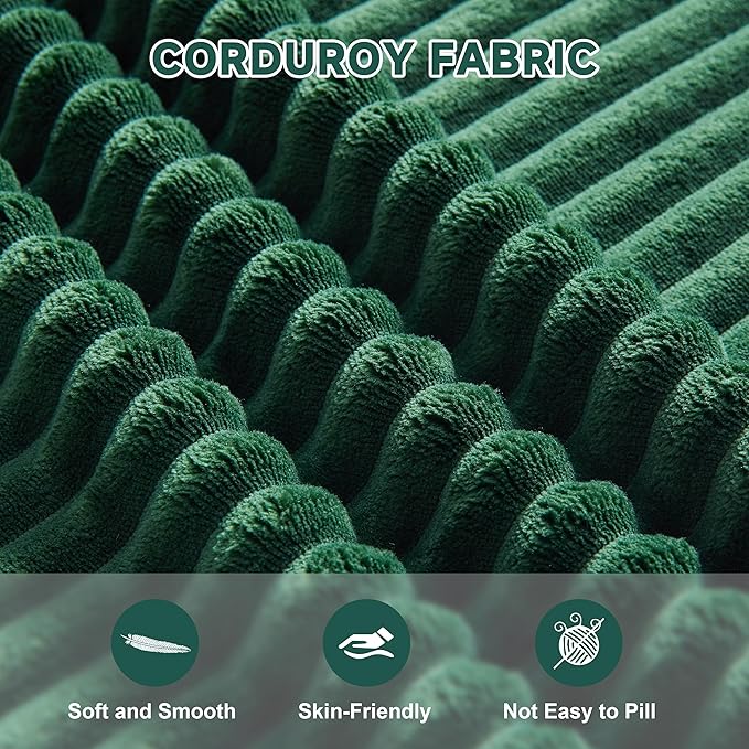 107.4" Cloud Couch Sectional, Modular Sofa with Deep Seat, Plush Corduroy L Shaped Boneless Couch, Convertible Sectional Couches for Living Room, 4Seat, Green