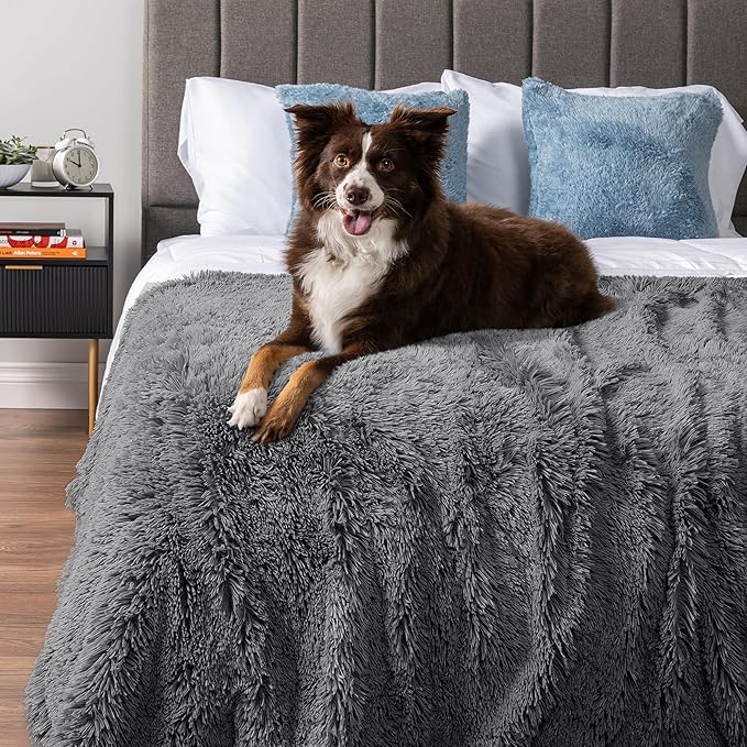 PetAmi Waterproof Dog Blanket for Small Medium Dogs, Calming Fleece Cat Blanket, Couch Protector Washable Sherpa Faux Fur Pet Throw for Puppy, Soft Reversible 29x40 Gray