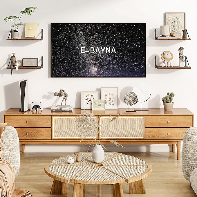 Heimlove 12 Inch Deep Floating Shelves for Wall, 16W x 12D Wide Floating Shelves Heavy Duty Wall Mounted Shelves, Wood Shelves for Living Room Bedroom Bathroom Kitchen- Set of 4