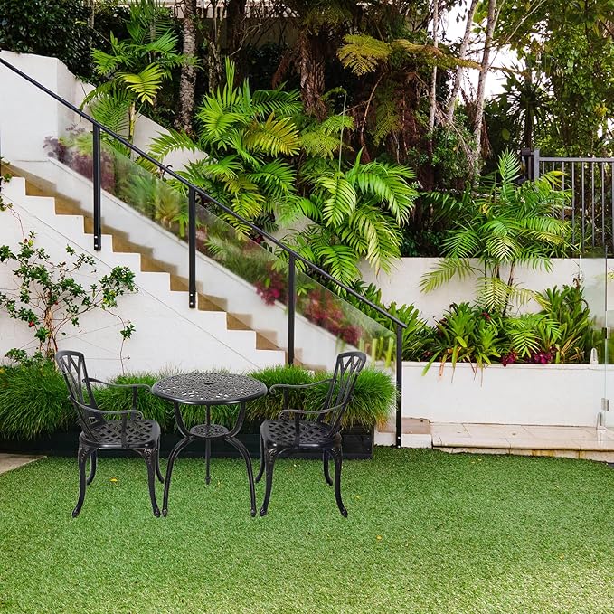 3-Piece Cast Aluminum Patio Bistro Set, Outdoor Rust-Resistant Furniture with 2 Chairs and Table (Bronze)