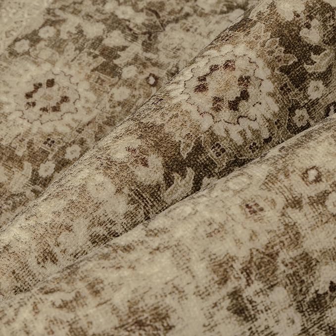 Brown 2x6 Runner Rug Hallway Non Slip Kitchen Vintage Distressed Long Carpet Indoor Machine Washable Traditional Floral Bedroom Accent Throw Rug for Office Laundry Bathroom Dining Living Room