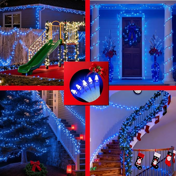 750LED Christmas Lights Outdoor Use, 240ft 12 Modes Blue LED String Lights with Timer Dimmable, Waterproof Christmas Tree Lights for Xmas Patio Yard Fence Balcony Garden Party Decor Blue