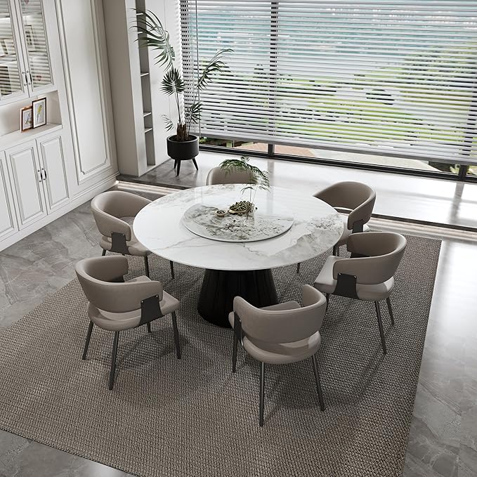 Dining Chairs Set of 2, Modern PU Leather Kitchen with Metal Legs - Ergonomic Armrests, Comfortable Sponge Cushion, Sturdy Frame for Dining Room