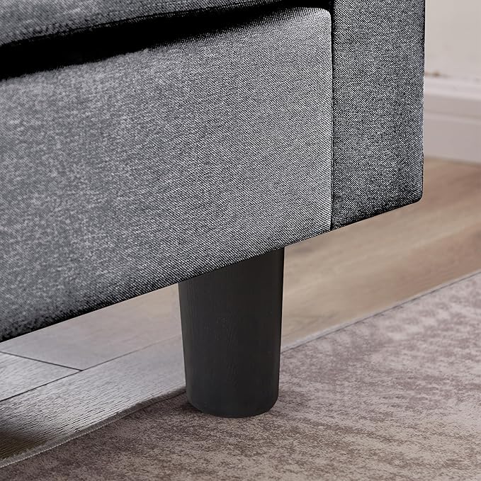 102" L-Shape Sofa Couch, Couch with Ottoman Coffee Table, 4 Seat Modern Sofa with Removable Cover for Apartment and Living Room, Light Grey