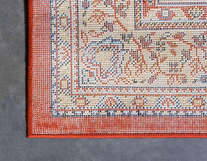 Unique Loom Reza Collection Traditional Persian Style Area Rug, 9 x 12 ft, Terracotta/Ivory