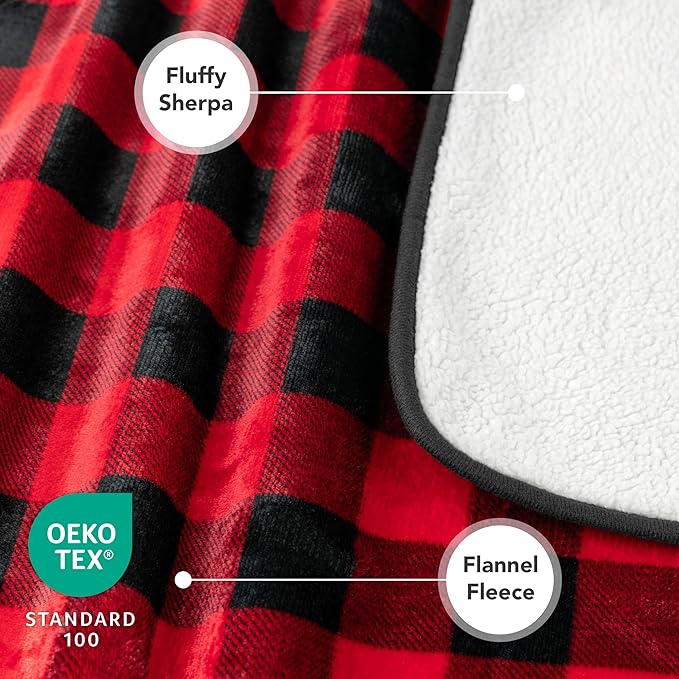 PetAmi Waterproof Dog Blanket Sherpa Fleece, Pet for Medium Large Dogs, Reversible Cat Throw Bed Couch Sofa Furniture Protector, Soft Plush Microfiber (Large 40x60, Checker Red) Checkered Red
