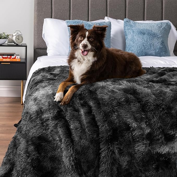 PetAmi Waterproof Dog Blanket for Small Medium Dogs, Calming Fleece Cat Blanket, Couch Protector Washable Sherpa Faux Fur Pet Throw for Puppy, Soft Reversible 29x40 Tie-Dye Black