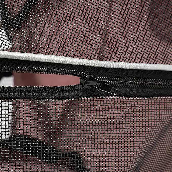 Pet Travel Stroller 22 * 18 * 38in, Pet Stroller Made of Oxford Cloth, Spray Molding Foldable,Small Dog Cat Cage Jogger Travel Carrier Breathable and Visible 22 Lbs Capacity(Pink)