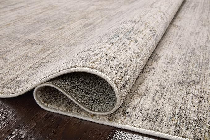 Loloi Magnolia Home by Joanna Gaines Millie Collection MIE-01 Silver/Dove 5'-3" x 5'-3", .25" Pile Height, Round Area Rug