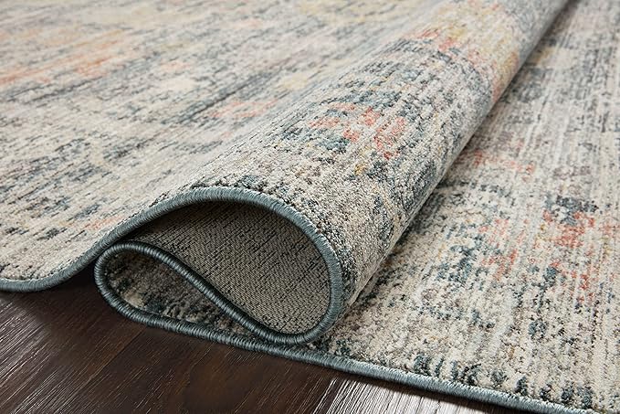 Loloi Magnolia Home by Joanna Gaines Millie Collection MIE-01 Blue/Multi 3'-6" x 5'-6", .25" Pile Height, Accent Rug