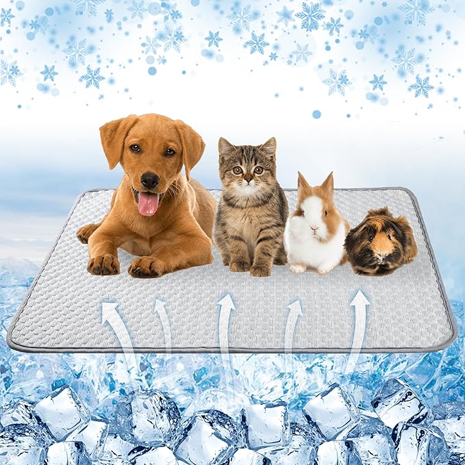 Leekalos Dog Cooling Mat,Pet Cooling Pads for Dogs Blanket,Summer Cooling Bed for Cats Blanket,Portable Pet Cooling Cushion for Home & Outdoor,Keep Cooling for Pets (New Grey, Medium(29"x40"))