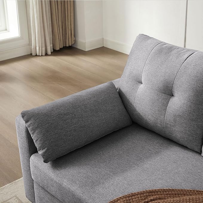 101" Convertible Sectional Sofa, Modern Linen Fabric U-Shaped Couch with 2 Storage Ottomans and Storage Pocket, 4 Seat Sofa Couches for Living Room, Apartment, Office, LightGrey