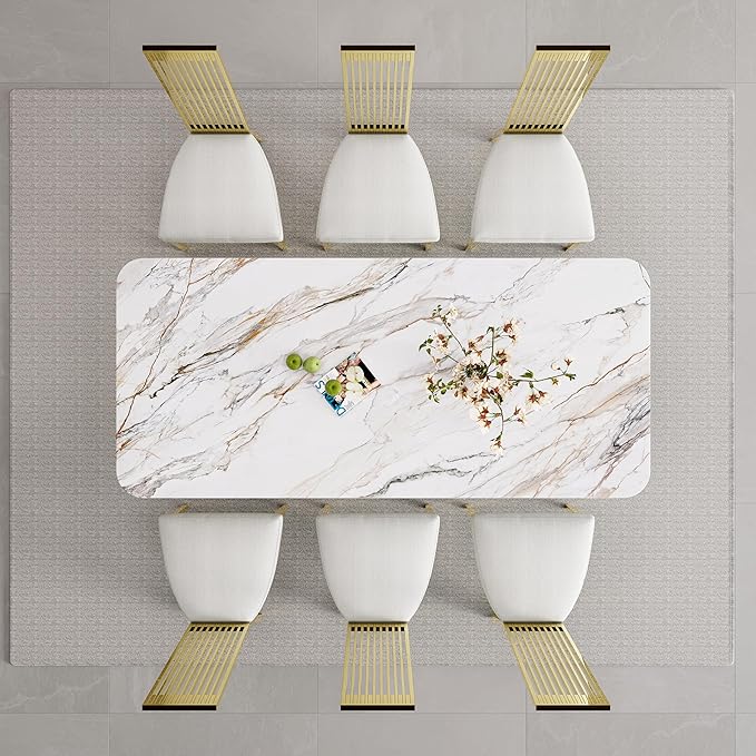 Gold Dining Chairs Set of 4, White Boucle Dining Chairs with Mirror Gold Stainless Steel Backrest and Legs, Modern Elegant Upholstered Dining Room Chairs for Dining Room Kitchen Restaurant