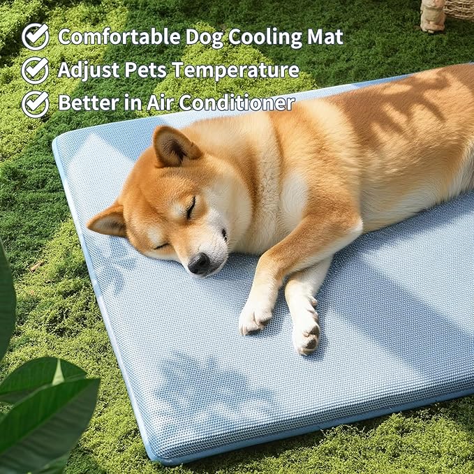 Cooling Pad for Dog Breathable Heat Dissipation Washable Non-Slip Dogs Bed Removable Pad Kennel and Crate Pad (Blue 36×23×1.2 inches)