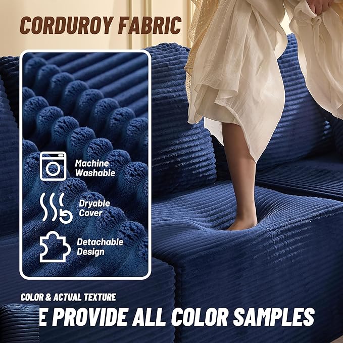 Cozy Square Ottoman, Comfortable Seating, No Assembly Required, Blue