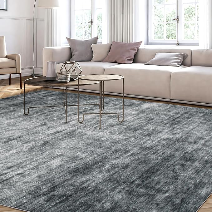 WILLSUN Washable Area Rugs, 9x12 Non-Slip Boho Large Area Rugs for Living Room, Bedroom, Machine Washable Vintage Rug, Indoor Floral Print Carpet for Home Decor, Kid & Pet Friendly Mat