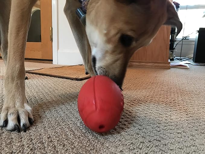 SodaPup MuttsKickButt Football – Durable Dog Treat Dispenser & Chew Toy Made in USA from Non-Toxic, Pet Safe, Food Safe Natural Rubber for Mental Stimulation, Problem Chewing, Calming Nerves & More