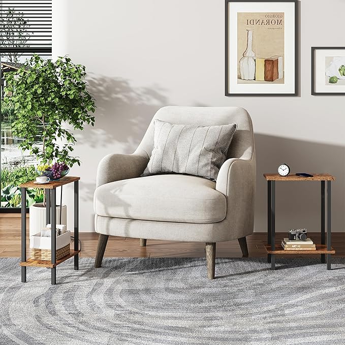 TUTOTAK Small Side Table, Narrow End Table, Skinny Sofa Table, Slim Nightstand, Couch Table, Living Room, Bed Room, Brown TB01BB062