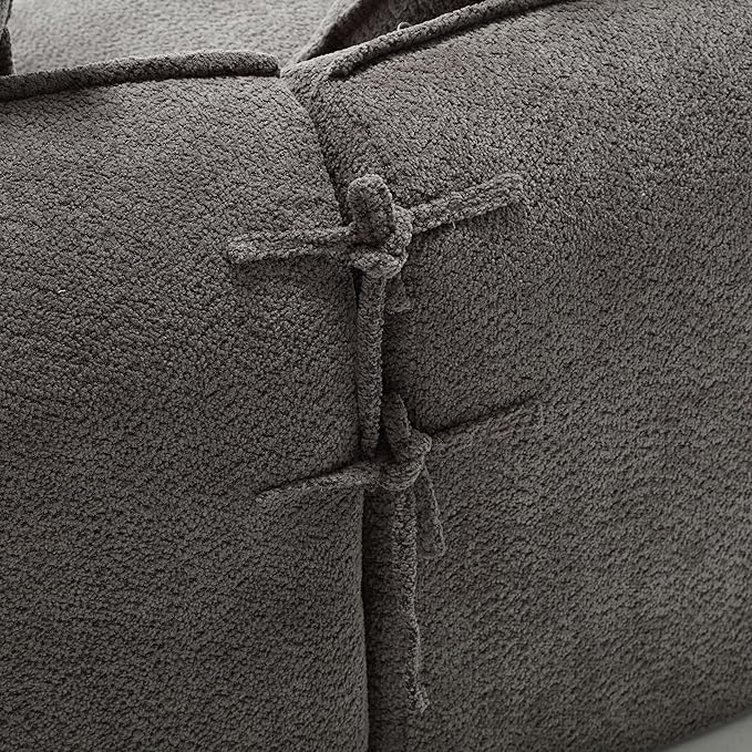 129.9” Curved Boucle Sofa Couch, Modern Sectional Sofa Cloud Deep Seat Couch with 4 Pillows, Comfy Modular 4-Seat Couches for Living Room Apartment (Grey)