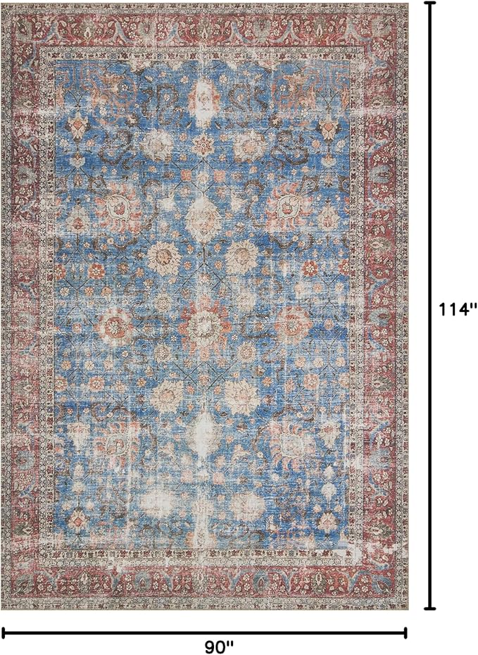 Loloi Loren Collection LQ-01 Blue/Brick 7'-6" x 9'-6" Area Rug