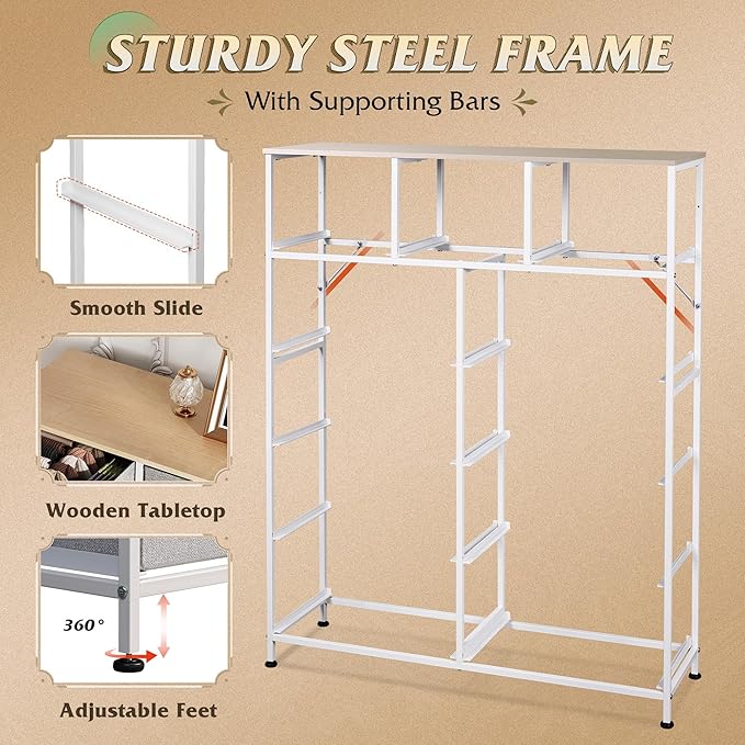 WLIVE Storage Organizer Unit with 11 Fabric Bins, Storage Drawers Organizer with Steel Frame, Tall Storage Tower Organizaton for Living Room, Hallway, Office, Light Grey