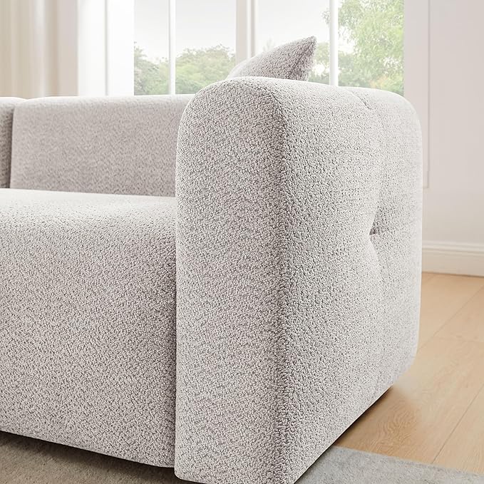 VANOMi Modular Sectional Sofa Set Oversized Cloud Couch with 95" Sofa & 42" Armchairs Living Room Furniture Set Boucle Upholstered Oversized Couch with Pillows Light Khaki 2 Sofas+1 Chair