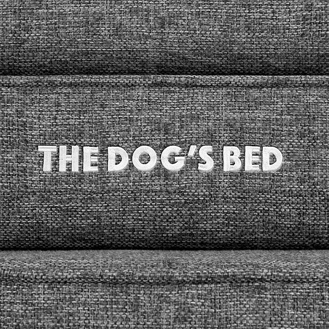 The Dog’s Bed Memory Foam Waterproof Corner Dog Bed, Large, Grey Linen, Eases Pet Arthritis & Hip Dysplasia Pain, Therapeutic & Supportive, Washable Linen Fabric Cover