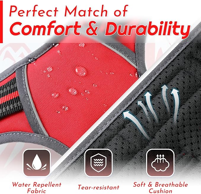 Eagloo Dog Harness for Small Dogs, No Pull Adjustable Service Vest with Control Handle,Red, S