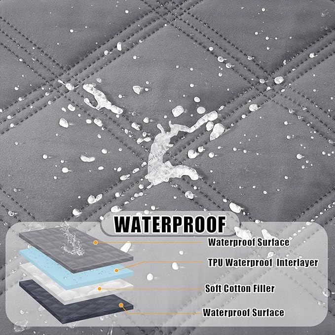 Smiry Waterproof Dog Bed Cover Blanket 82x82, Soft Reversible Pet Blanket, Washable Leakproof Cats Dogs Couch Cover for Sofa, Couch, Furniture, Grey/Dark Grey