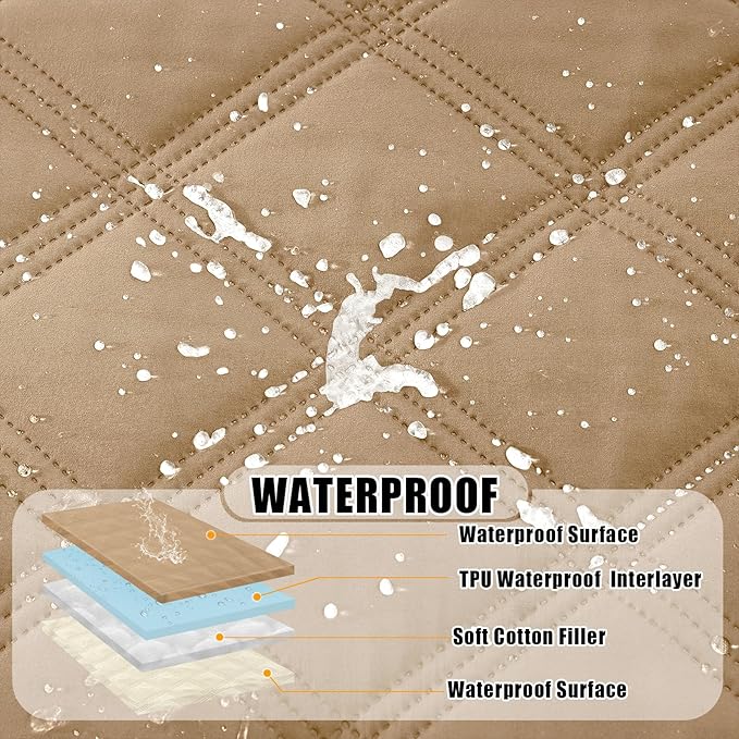 Smiry Waterproof Dog Bed Cover Blanket 82x120, Soft Reversible Pet Blanket, Washable Leakproof Cats Dogs Couch Cover for Sofa, Couch, Furniture, Camel/Beige
