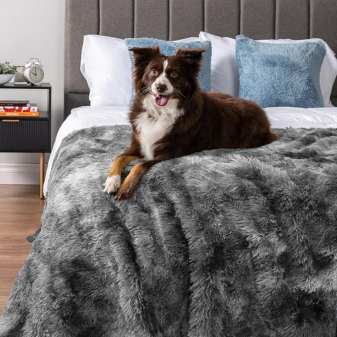 PetAmi Waterproof Dog Blanket for Medium Large Dogs, Calming Fleece Cat Blanket, Couch Protector Washable Sherpa Faux Fur Pet Throw for Puppy, Soft Reversible Leakproof 40x60 Tie-Dye Gray