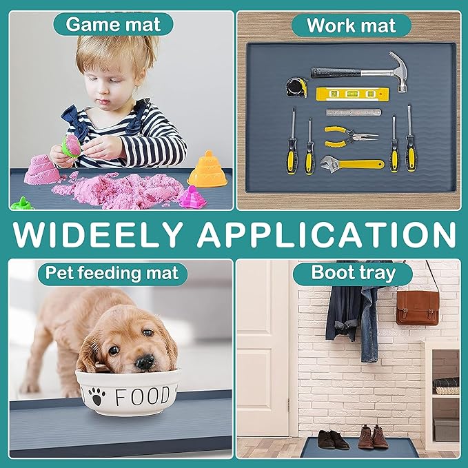 URMONA 40'' x 22'' Waterproof Silicone Under Sink Mat Cabinet and Counter Protector, Shelf Liner for Kitchen and Bathroom, Storage and Organizers, Litter Mat, Pet Cat Puppy Essentials(Charcoal)